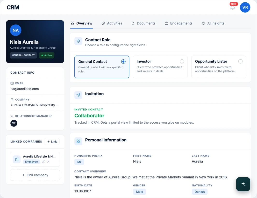 Investment CRM preview