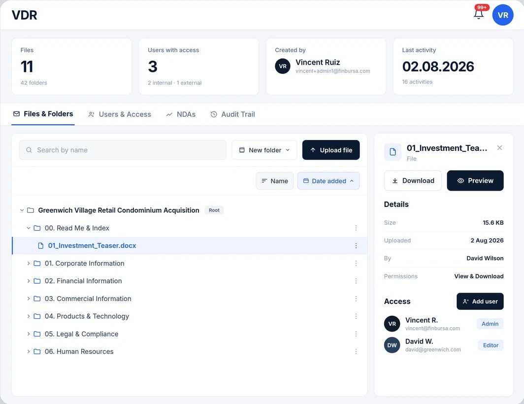 Virtual Data Room preview